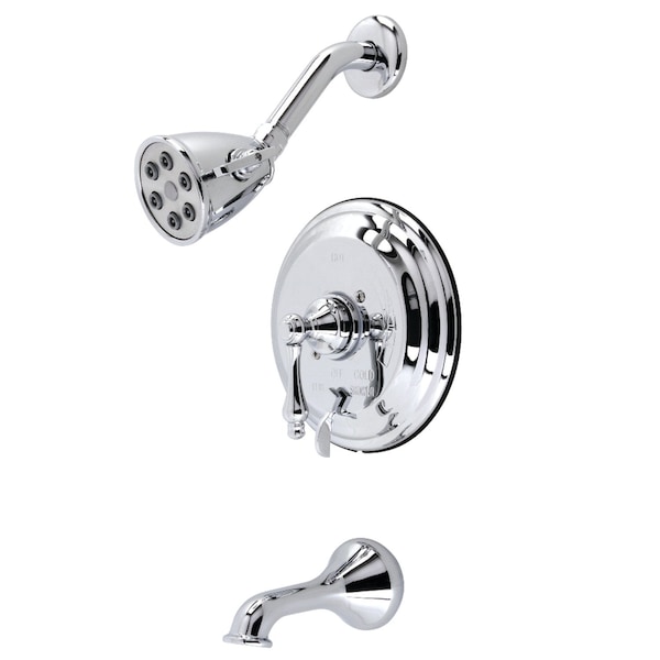 Tub and Shower Faucet, Polished Chrome, Wall Mount